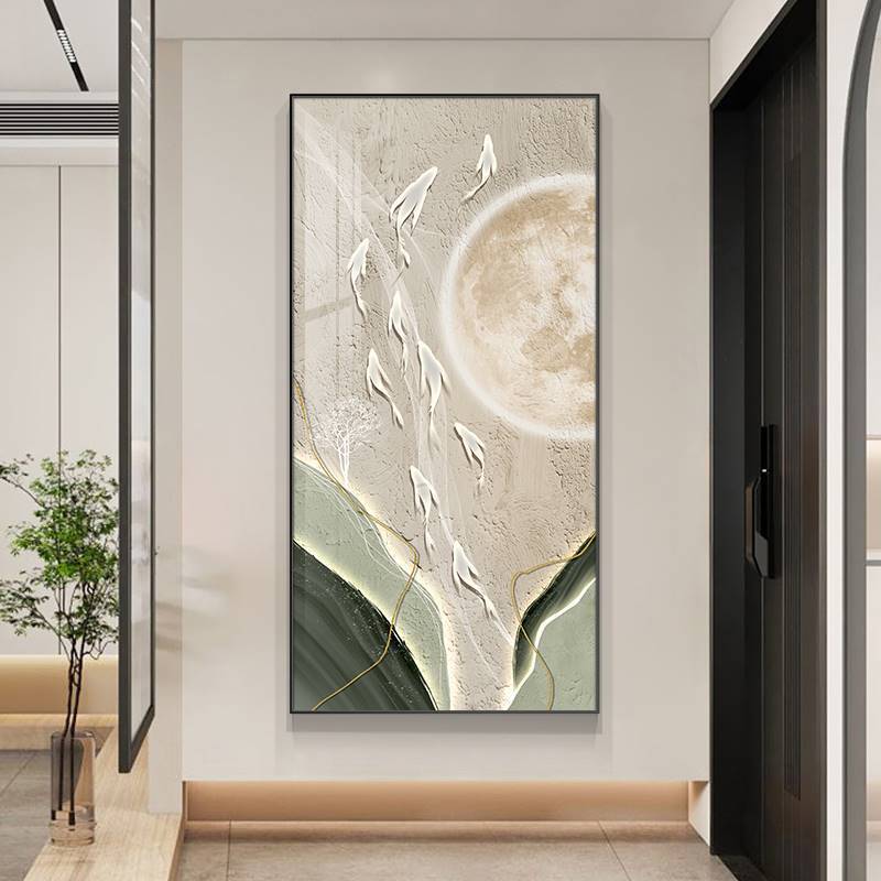 Pintura decorativa del pasillo del pasillo de nueve peces pintura colgante moderna simple pintura mural decorativa vertical de la puerta de la casa image 3