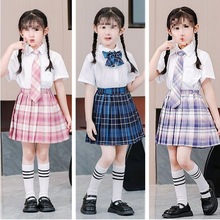 jk制服裙格裙儿童女童套装全套短袖夏季新款小学生校服日系百褶裙