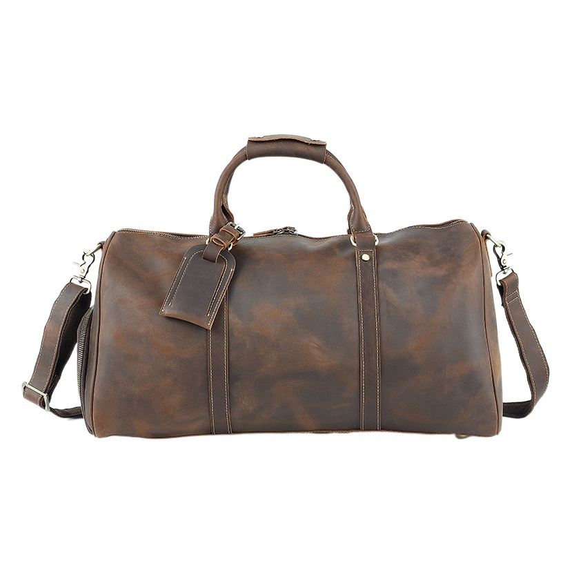 Bolsa de viaje de cuero transfronterizo primera capa de piel de vaca bolsa de equipaje hombro crossbody bolso de los hombres de gran capacidad bolso europeo y americano Retro