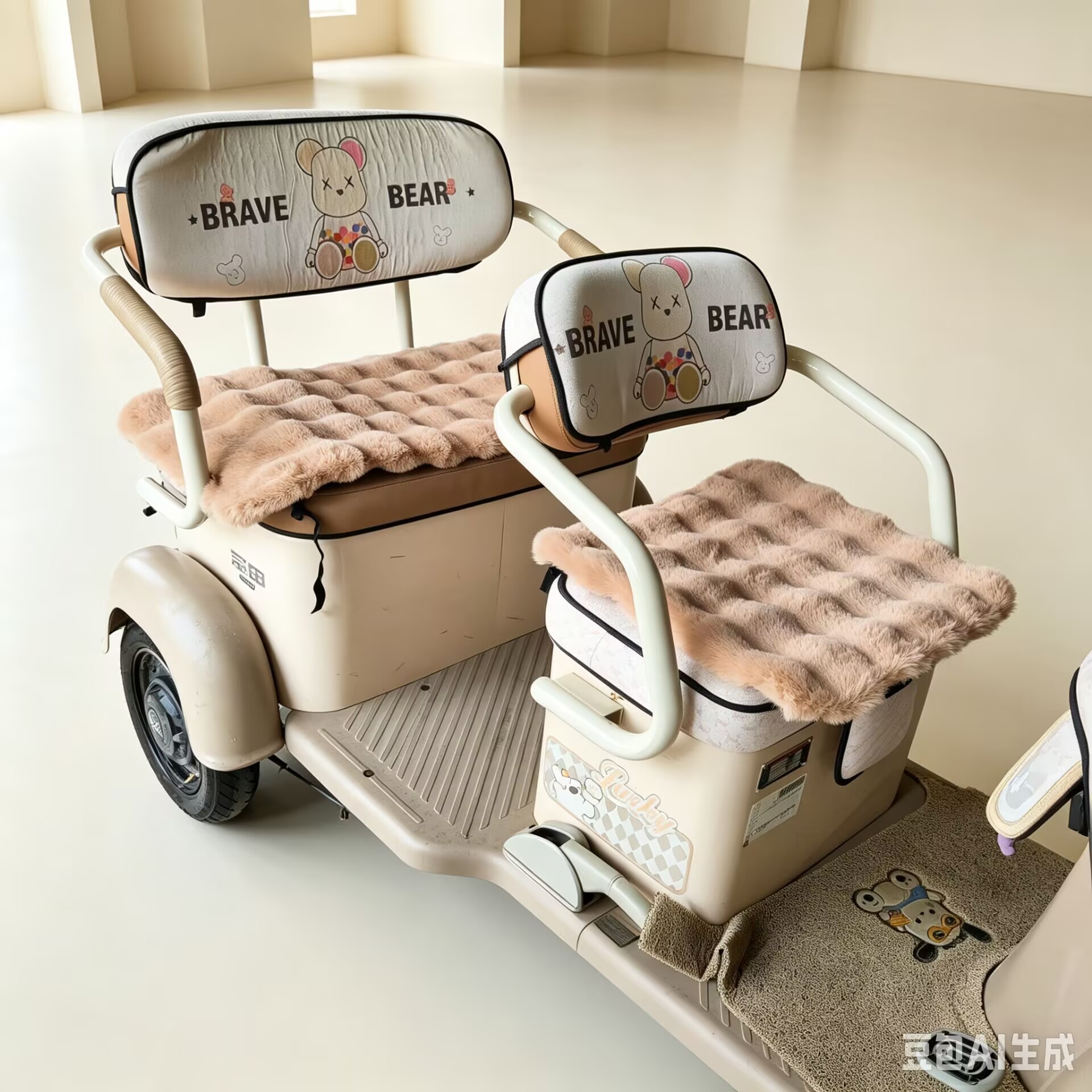 Electric tricycle seat cushion, winter electric tricycle plush seat cushion, thickened, non-slip, and warm electric tricycle seat