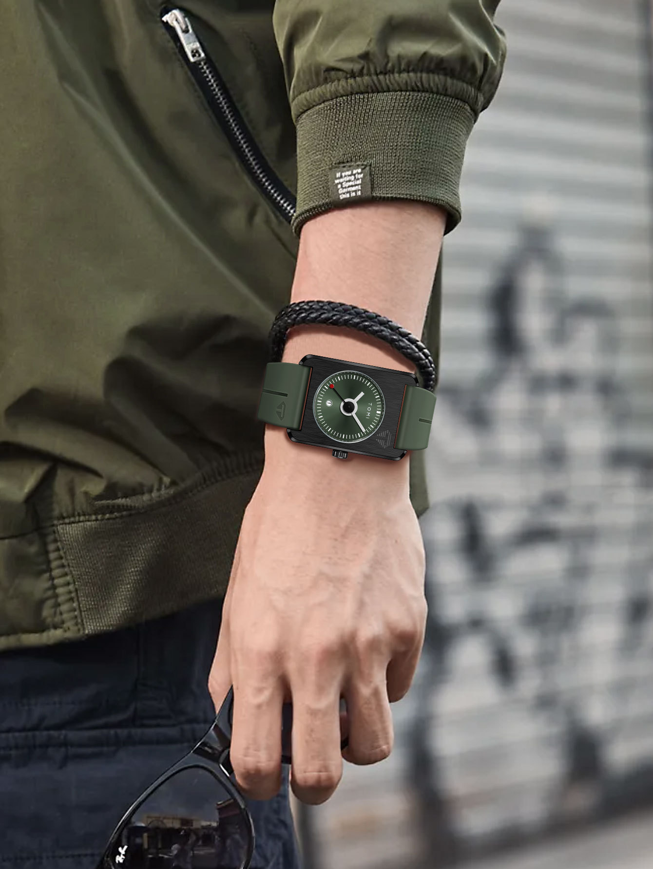 Square Quartz Watch For Men Korean Style Rubber Strap Fashionable_voghion.com