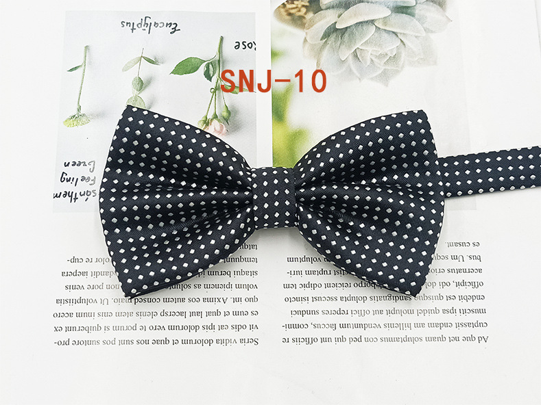 Nuevo fabricante en stock profesional ropa formal Caballero pajarita poliéster seda Dot Double Fold hombres pajarita novio padrino