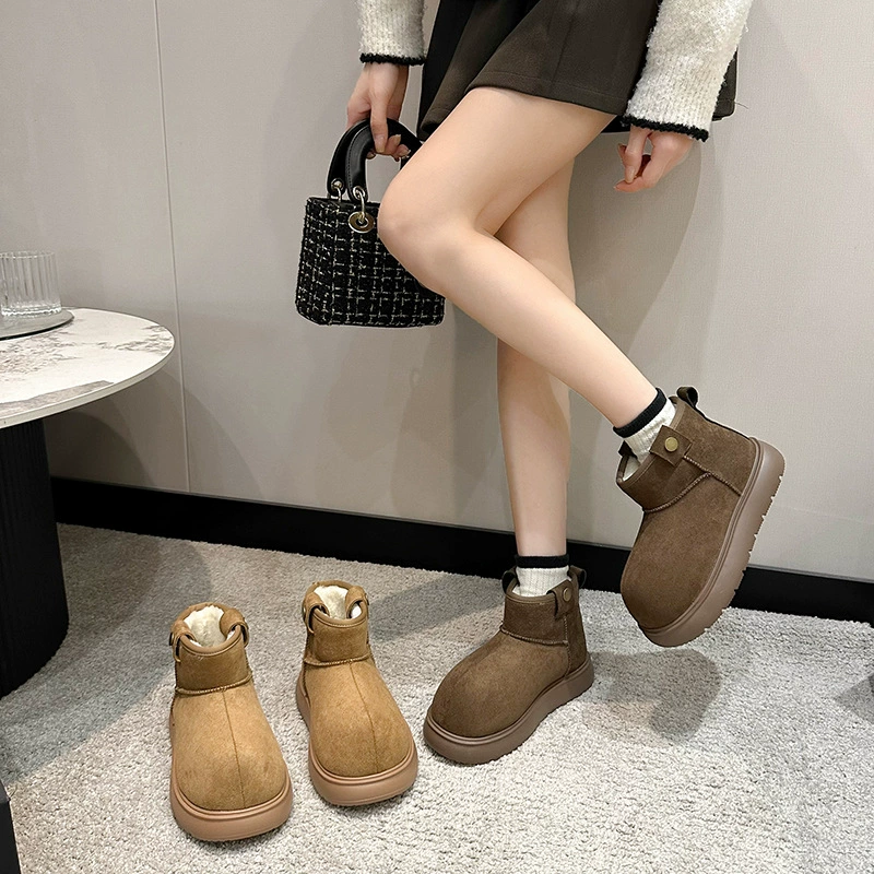 Snow boots for women 2024 winter new style velvet thickened cotton shoes non-slip warm bread shoes