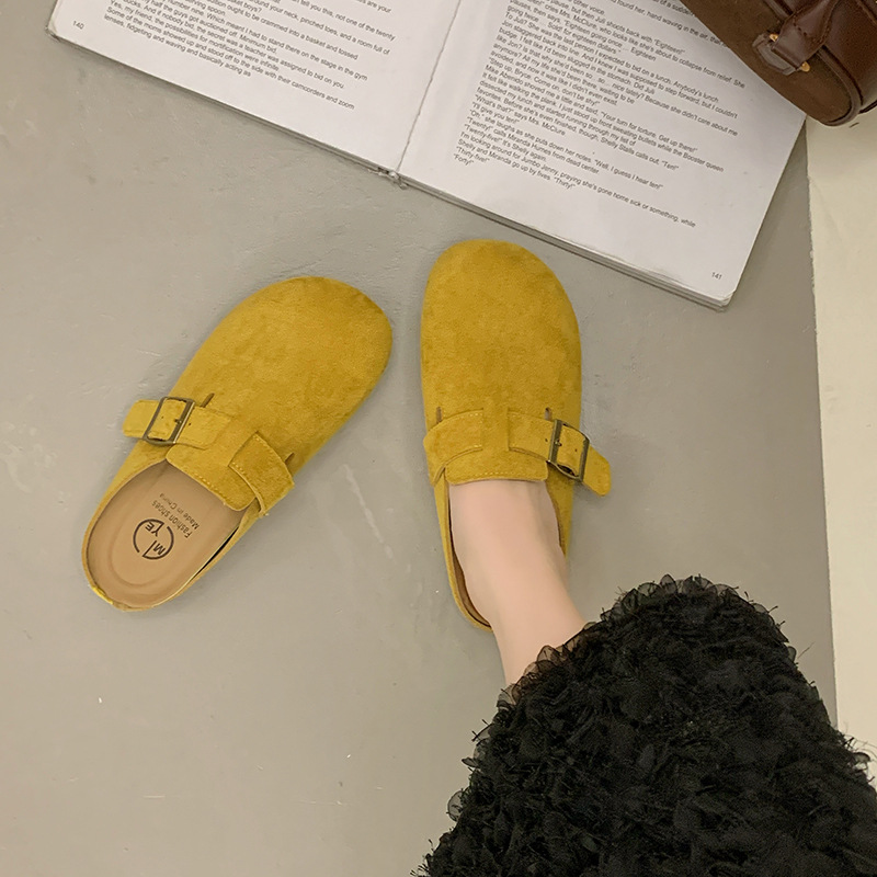 Baotou Bocken zapatos zapatillas de mujer zapatillas de un pie retrógrado cómodo perezoso zapatos de mujer zapatillas de moda