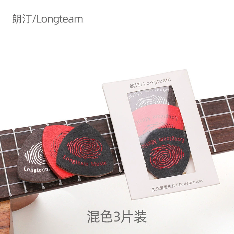 Ukulele picks Longteam leather soft finger picks, 3-pack, ergonomic grip, assorted colors