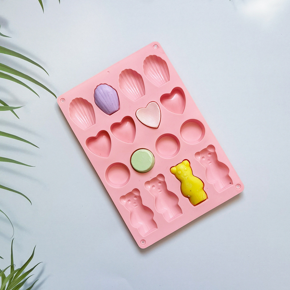 16 cuatro grupos de amor de oso 8 molde de silicona pastel helado pudín molde de postre jabón utensilios