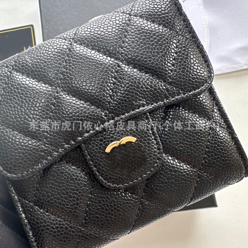 Xianglingge CF Short Wallet Caviar 70% off Wallet Zipper Coin Purse Genuine Leather Card Holder Multifunctional ID Holder