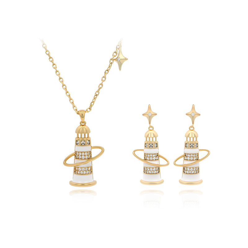 Xuping nicho de moda diseño estrella faro pendientes collares joyas set de atmósfera de vacaciones orejas collares image 6