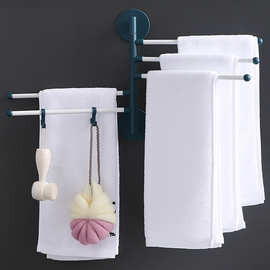 居家用品免打孔多用旋转毛巾架可活动浴室洗手间壁挂毛巾杆置物架