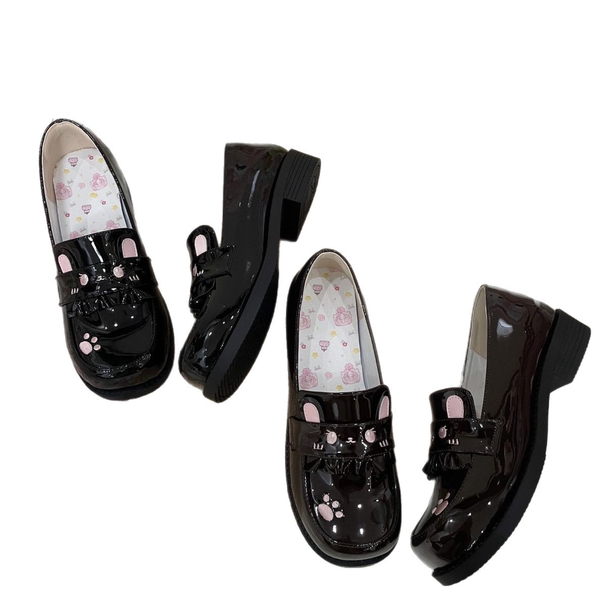 2026 verano japonés zapatos pequeños muffin gatos auriculares cabeza redonda súper suave estudiantes cómodos Lolitajk pequeña piel