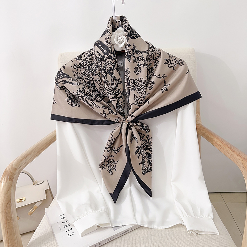 Nuevo bufandas de seda de impresión de 90cm bufandas de seda de estilo de mujer coreana bufandas delgadas bufandas de decoración de trajes bufandas