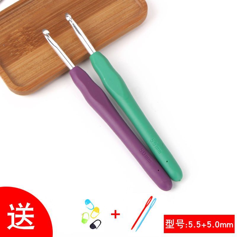 Traje de herramienta de ganchillo tejido a mano aguja de palo de lana marca de aguja hebilla aguja de giro con bolsa de almacenamiento aguja de gancho de aluminio