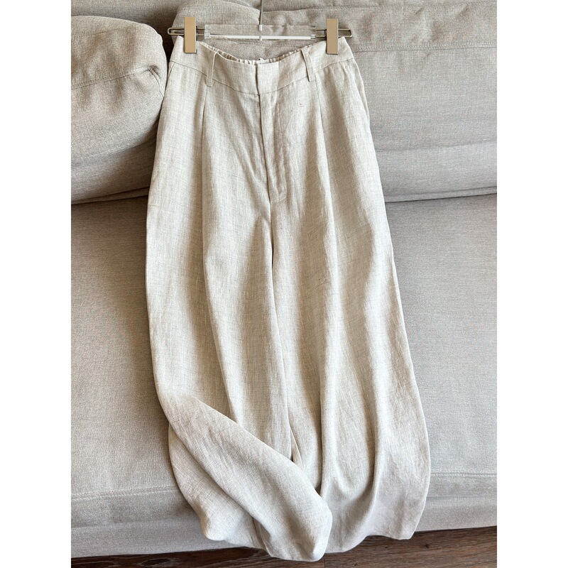 2026 New Style Linen Slimming Wide-Leg Pants Grandma Pants Commuting Elegant Slightly Tapered Pants for Women Wholesale B4Bk0009 2026 New Style Linen Slimming Wide-Leg Pants Grandma Pants Commuting Elegant Slightly Tapered Pants for Women Wholesale B4Bk0009