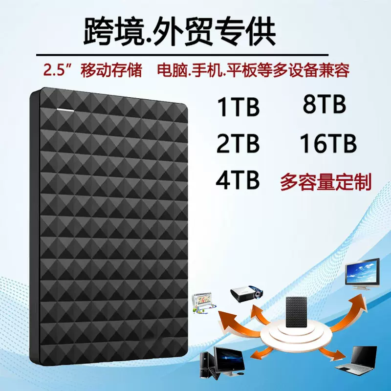跨境外贸SSD固态移动硬盘1T 扩容升级移动硬盘4t便携式移动硬盘2T