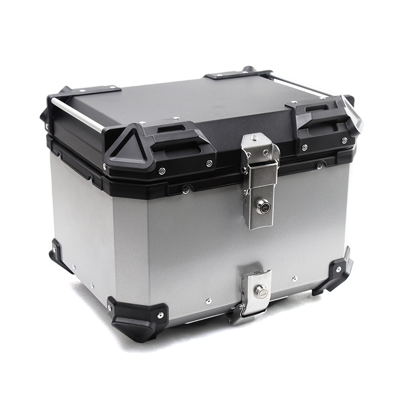 Tronco de motocicleta 45L de gran capacidad impermeable de liberación rápida herramienta de almacenamiento de coche eléctrico equipaje tronco de aleación de aluminio