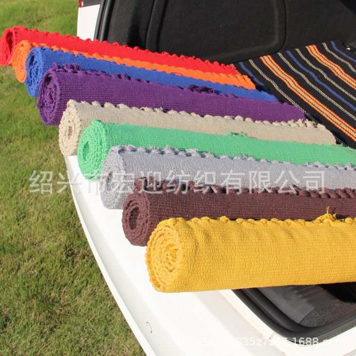 Cotton-woven solid color tassel floor mat, carpet, foot mat, entryway mat, living room coffee table mat, pet crawling mat, bedside mat