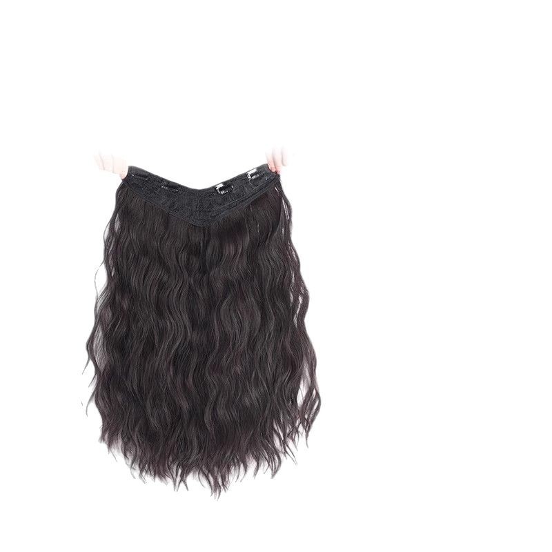 Peluca en forma de U Pelo Largo rizado de las mujeres Peluca de pelo artificial de una pieza pelo esponjoso aumento de volumen ondulación del agua invisible extensión del pelo pieza