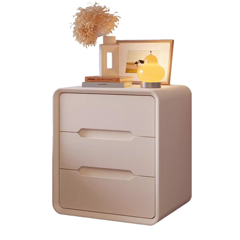 Mesa de cabezal de cama de madera maciza dormitorio doméstico 2025 nuevo estilo de cama pequeño viento de crema de lujo ligero alta sensación gabinete de almacenamiento