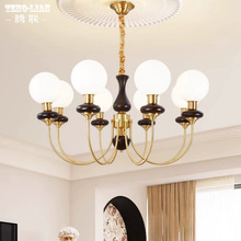 法式客厅简约全铜吊灯古典卧室房间餐厅灯南洋美式房间胡桃木灯具