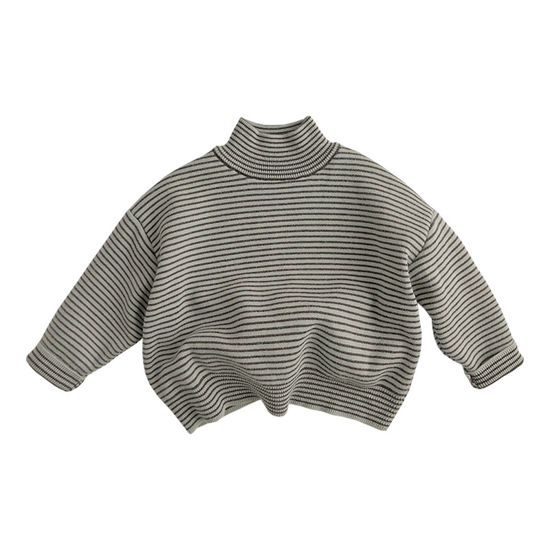 Velvet demi-season children's knitted sweater for men and women girl's, Korean style, high collar, western style 5