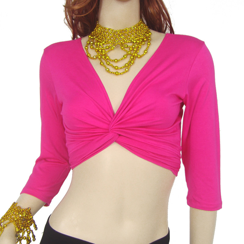 Mercerized Cotton Strap Long Sleeve Cotton Belly Dance Practice Suit Square Dance Top Source Factory Primary Supply