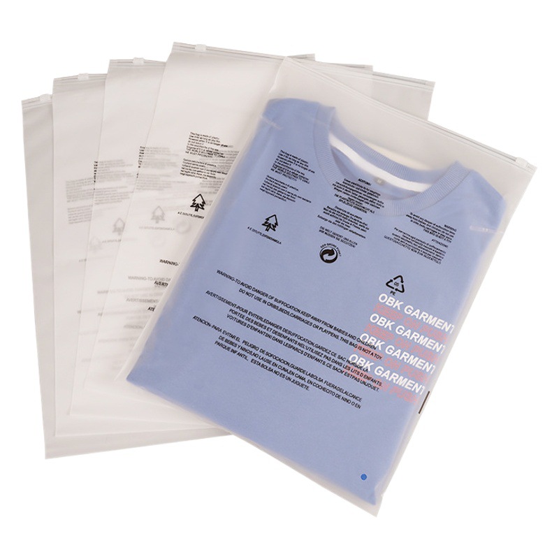 Bolsa de cremallera de advertencia en stock E-Commerce ropa de yoga caliente bolsa ziplock esmerilado transparente bolsa de embalaje de ropa al por mayor