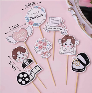 Wedding Groom and Bride Cake Insert Decorations