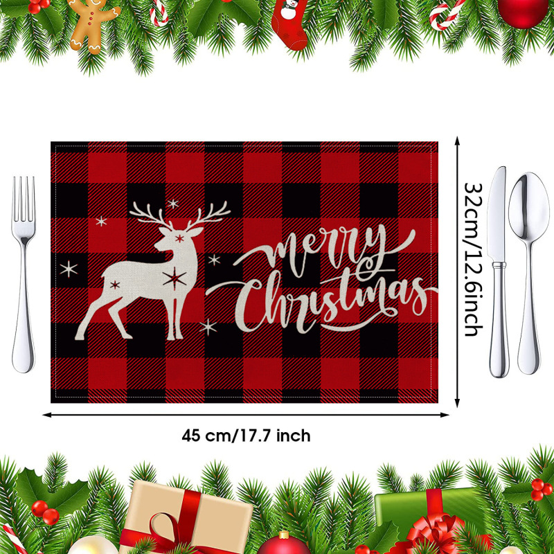 Jity Amazon 人気のクリスマスプレースマット レストラン雰囲気レイアウト テーブルマット リネンプリント断熱マット 洋食マット|undefined
