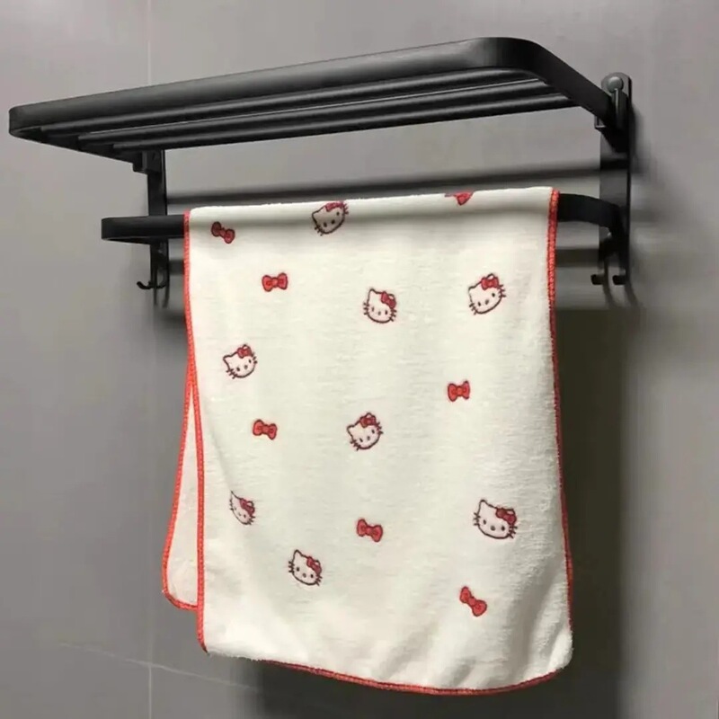 hellokitty浴巾女生珊瑚绒柔软吸水洗脸巾可爱kt猫学生毛巾干发帽|undefined