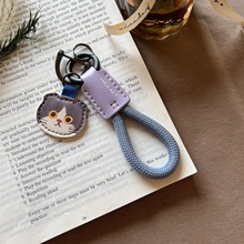 牛皮汽车钥匙扣日系Eminette可爱小猫咪钥匙圈装饰包挂件情侣礼物