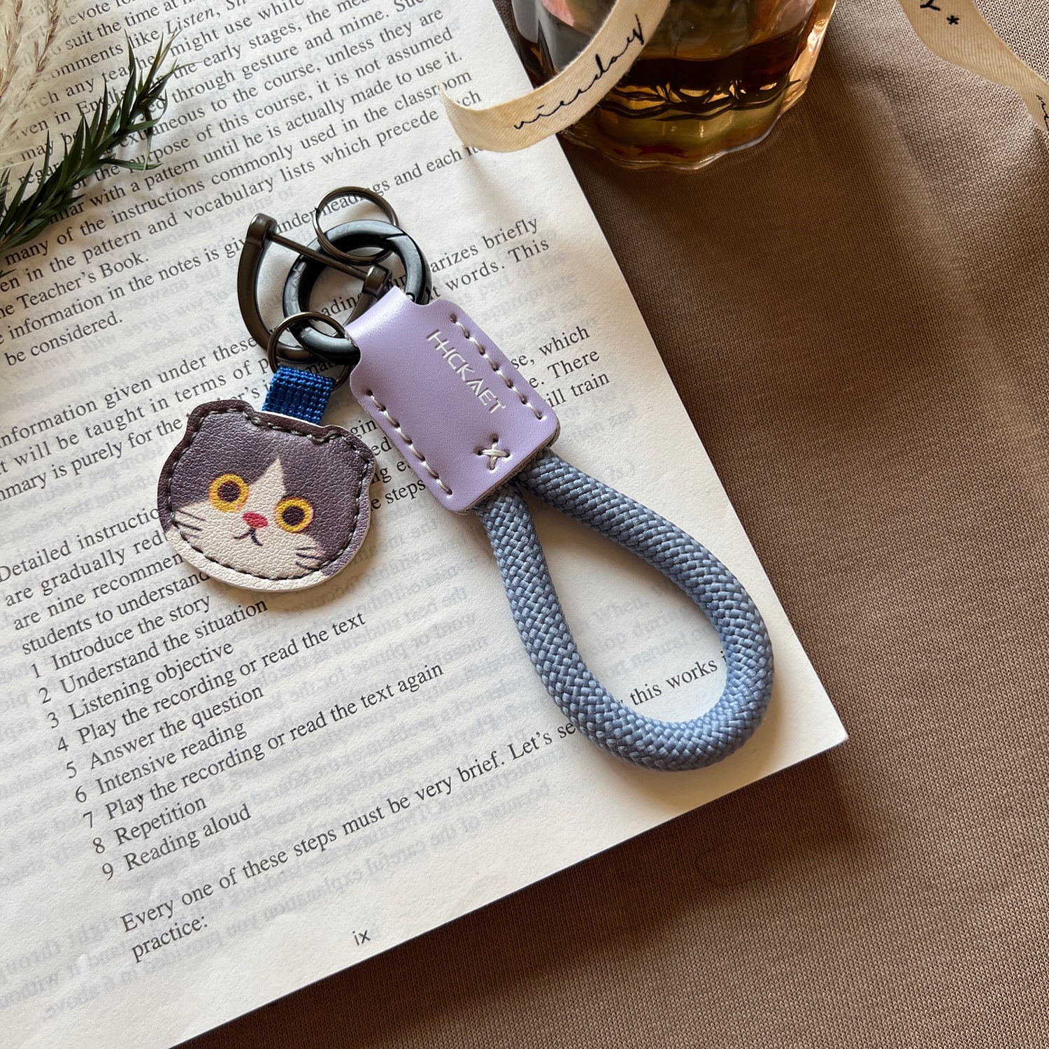 牛皮汽车钥匙扣日系Eminette可爱小猫咪钥匙圈装饰包挂件情侣礼物