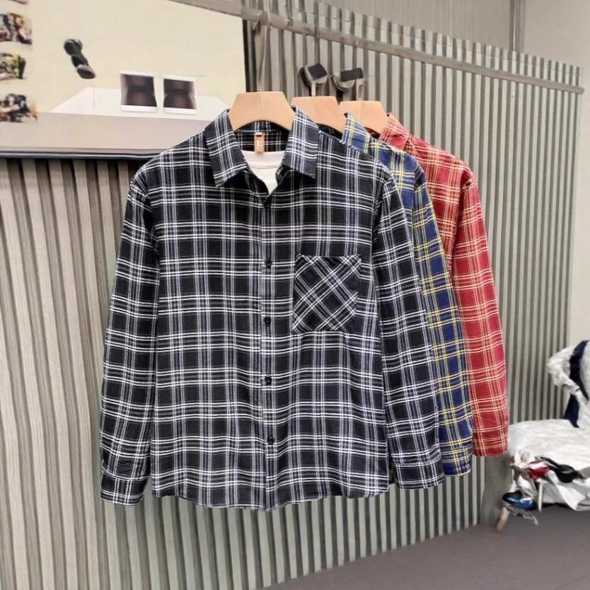 2025 Plaid Long-Sleeved Shirt Japanese Style Hong Kong Style Ins Loose Shirt Boys Summer Trendyy Versatile Casual Jacket