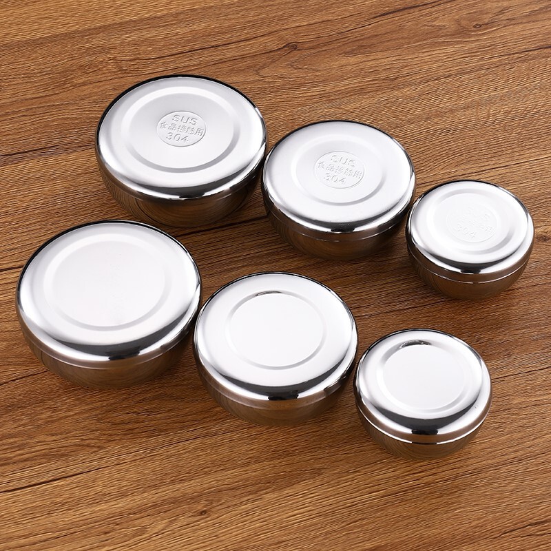 304 Stainless Steel Rice Bowl Single Layer with Lid Korean Cuisine Kimchi Bowl Round Steamed Rice Cover Bowl Food Sample Box 304 Stainless Steel Rice Bowl Single Layer with Lid Korean Cuisine Kimchi Bowl Round Steamed Rice Cover Bowl Food Sample Box