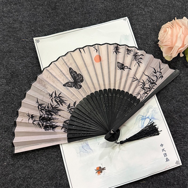 Abanico plegable de estilo antiguo - Para hombre/mujer, abanico de baile clásico, accesorio para fotografía de trajes antiguos/Hanfu, abanico plegable hecho a mano al estilo chino