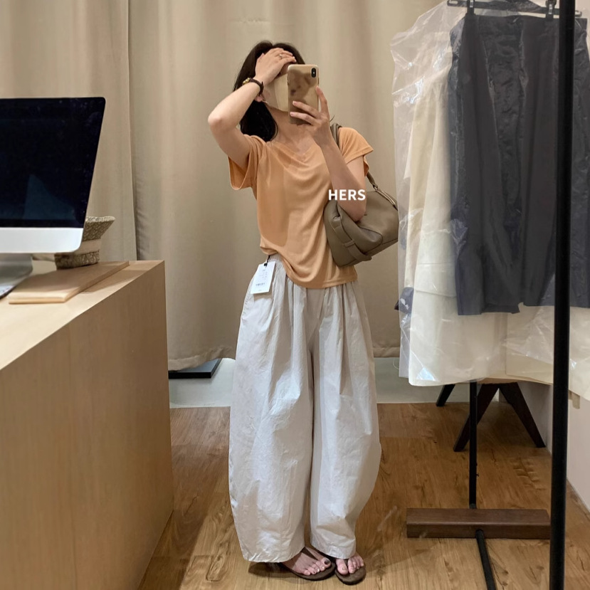 HERS una cucharada de dulce y simple viaje diario ligero deportivo globo de cintura alta pantalones casuales pantalones largos mujeres 20877 image 4