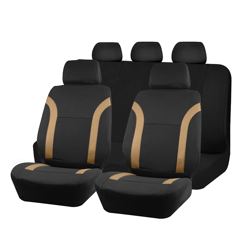 Universal car seat covers for driver and passenger seats, color-matched complete set, full coverage fabric seat cushions