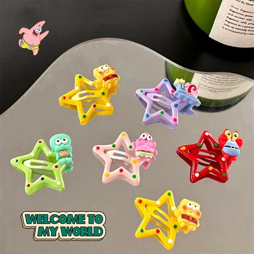 New sweet Korean cartoon star hairpin hair accessories children's spongebob cute cartoon bb clip clip wholesale