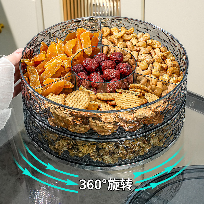 Plato de frutas de lujo accesible, sala de estar de alta gama, plato de frutas para el hogar, caja giratoria de plástico para frutas secas, caja de dulces, plato de frutas secas para aperitivos