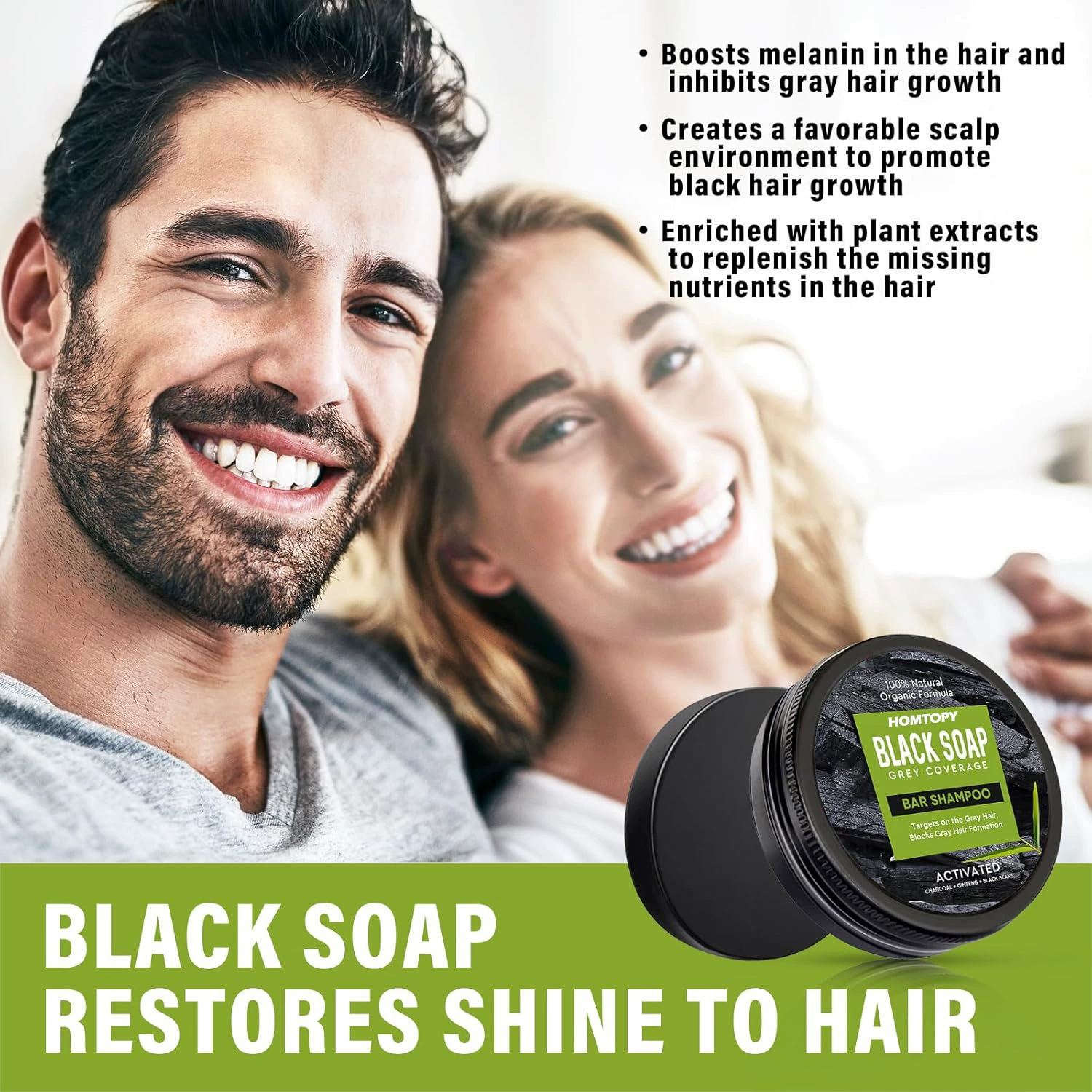 Новый трансграничный продукт HOPMTOPY мужское шампунь-мыло, питательное и увлажняющее черное волосы, блестящие волосы, мужское мыло для ухода за волосами