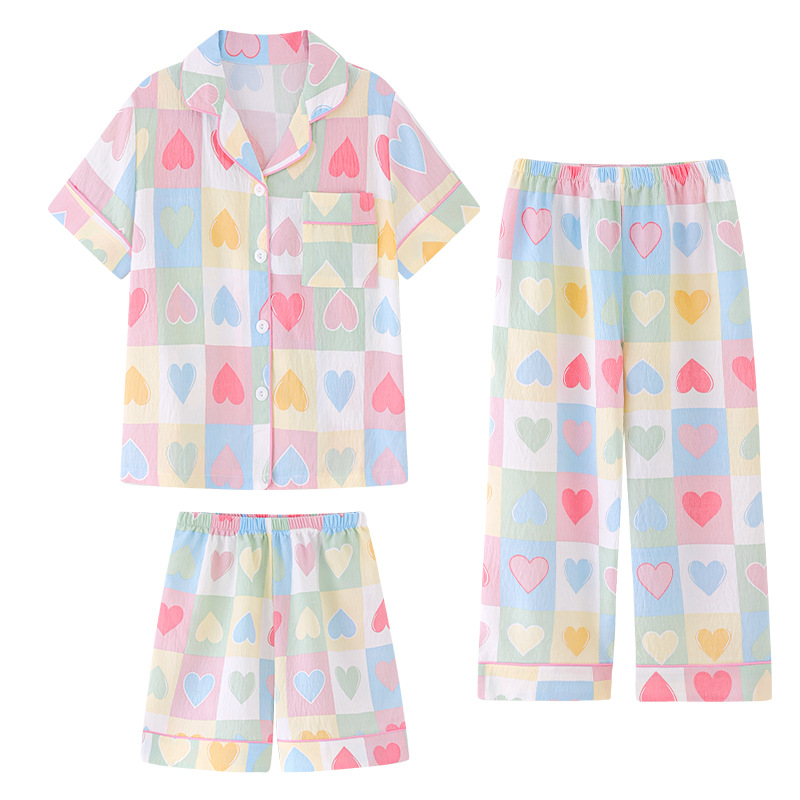 Pijamas para niños niñas de verano delgada ropa de bebé 2026 nuevo conjunto de hielo de seda de tres piezas