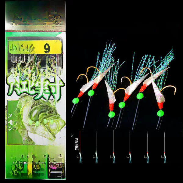 The finished tied colorful real fish skin hook golden pill world bionic hook hook with crochet shrimp skin rubber fish hook