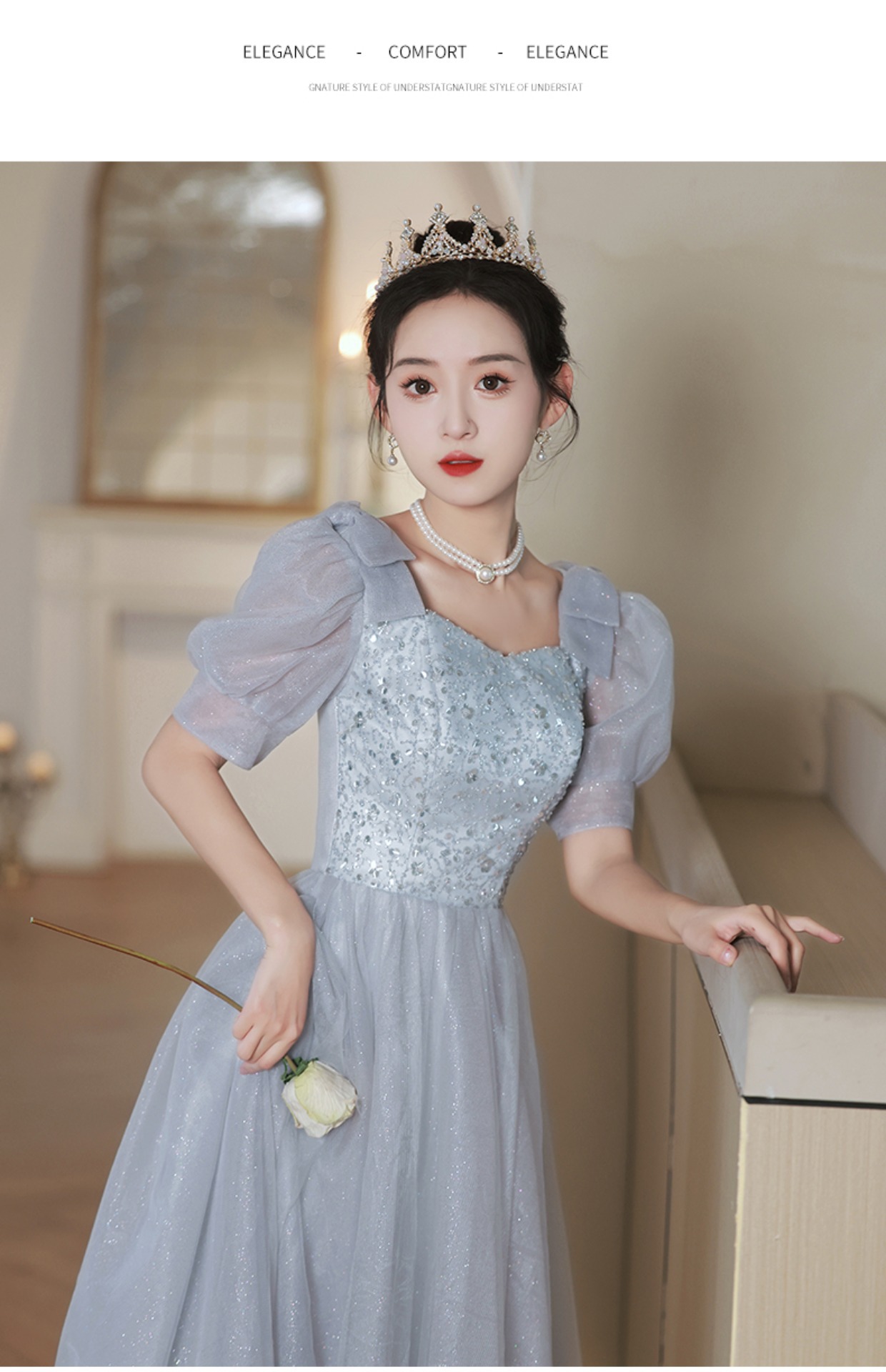 成人礼晚礼服女2024年新款轻奢小众高端网纱连衣裙高级感法式方领-阿里巴巴