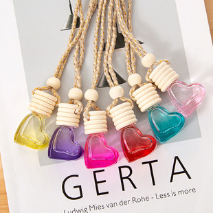 Five-Wire Cover Small Heart Colorful Bottle Empty Bottle 6ml Perfume Aromatherapy Essential Oil Car Pendant Diffuser Indoor Aromatherapy Bottle