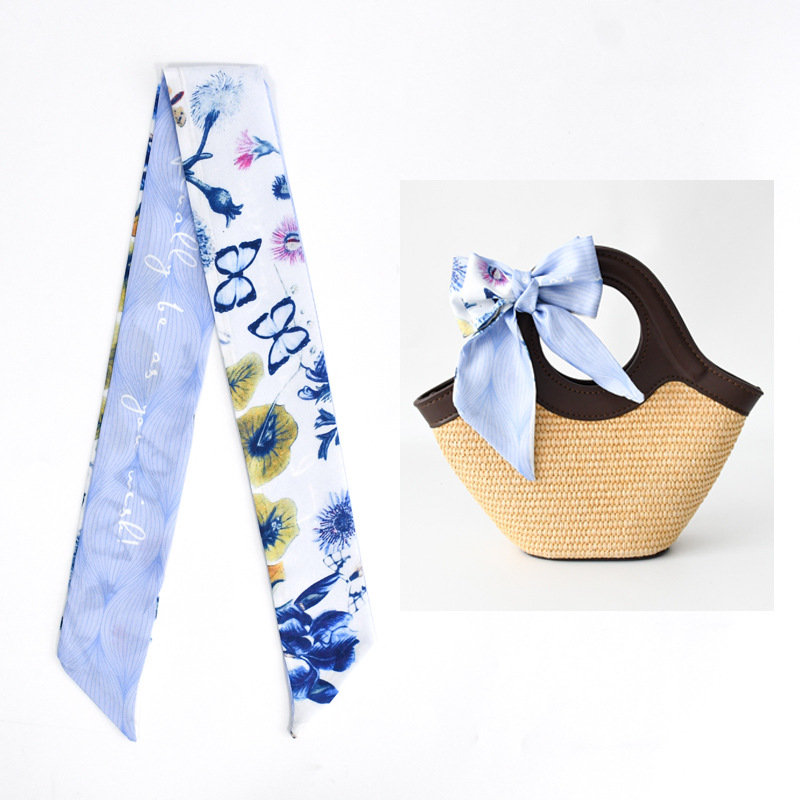 Primavera y otoño lindo y dulce bufanda de seda larga cinta para el cabello caja de regalo bolsa de amarre cinta multifunción fresca pequeña y versátil