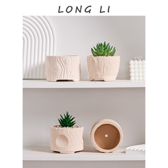 Longli Ceramic Plant Pot Succulent Small Plant Pot Ins Simple Home Mini Planter Ornament Decorative Pot Indoor Green Plant