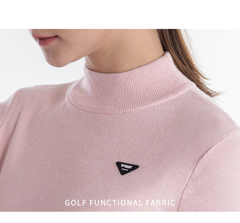 Váy len golf PGM cổ tròn dáng ôm giữ ấm thu đông — Qz093-màu Hồng, Qz093-màu Đen chi tiết 14