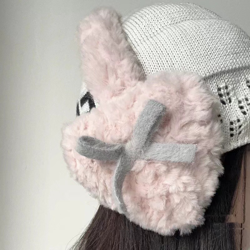 秋冬の韓国系のベルベットの蝶結びの耳カバーは防寒保温愛の耳を厚くして子供の耳を覆っています。