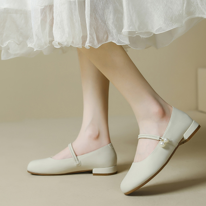 New Chinese National Style Leather Soft Sole Loafers Single Flat Mary Jane To Match Cheongsam Mamian Skirt Shoes_voghion.com