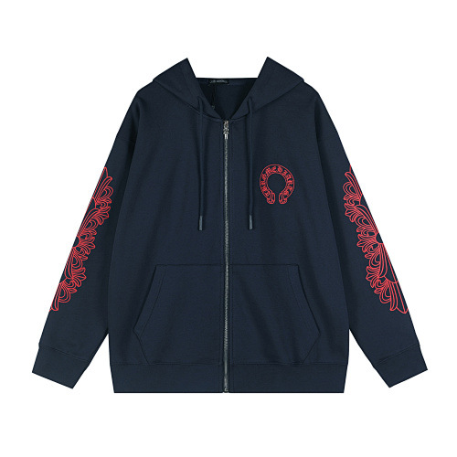 Chrome Hearts Hoodie Jacket Embroidered Navy