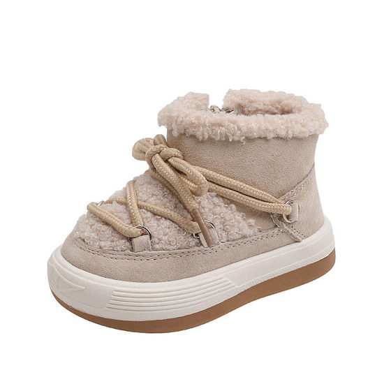 Factory direct supply female baby snow boots winter new high-top men's small children's cotton shoes fleece-lined warm Korean baby cotton
